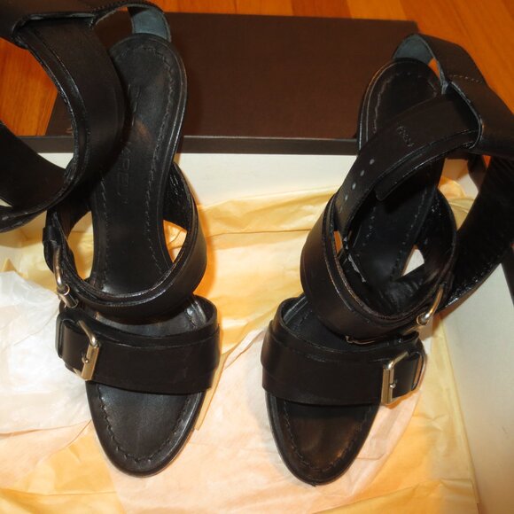 DSQUARED2 Black Ankle Cuff Buckled High Heel Sandals - Picture 8 of 9